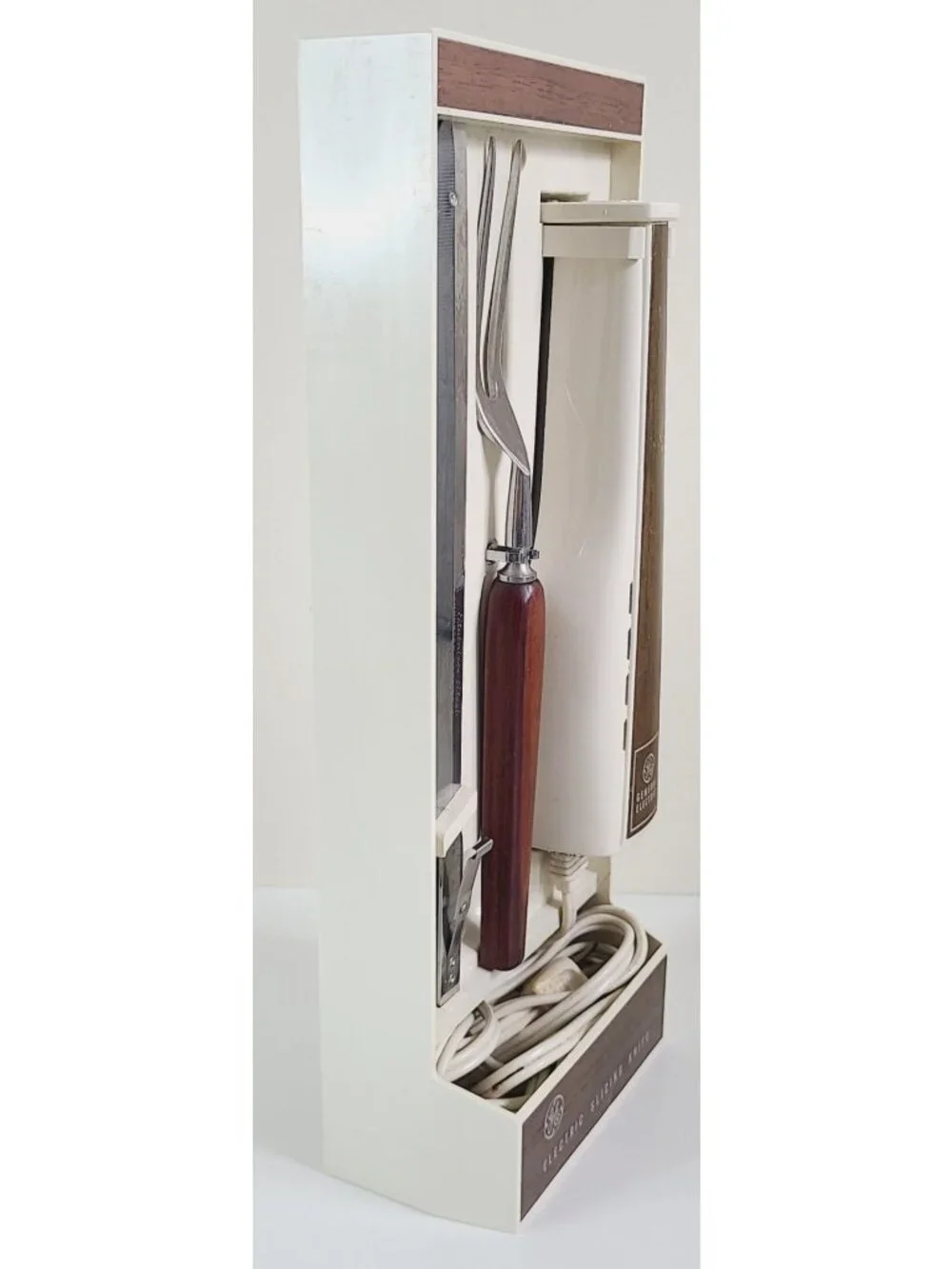Vintage General Electric Electric Slicing Knife Set W/ Fork Box & Hanging Caddy